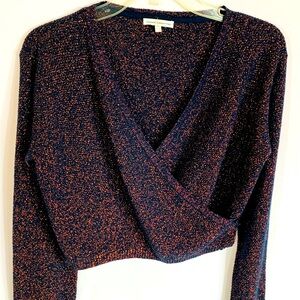 French Connection V-Neck Sweater - Navy Blue & Copper